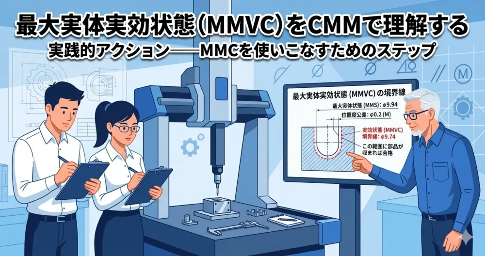 三次元測定器（CMM）を活用し、最大実体実効状態（MMVC）などMMCの実践的ステップを学ぶ設計者たち