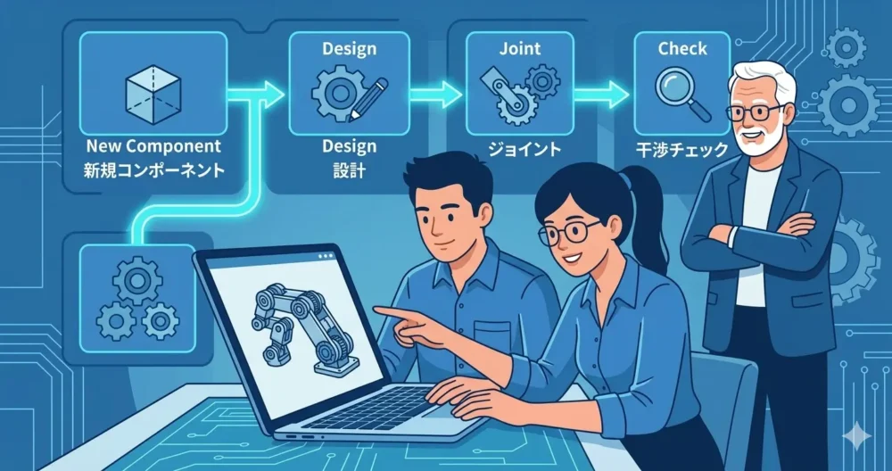コンポーネント作成からジョイント設定までの正しいフローに沿ってFusion360をスムーズに操作する若手設計者