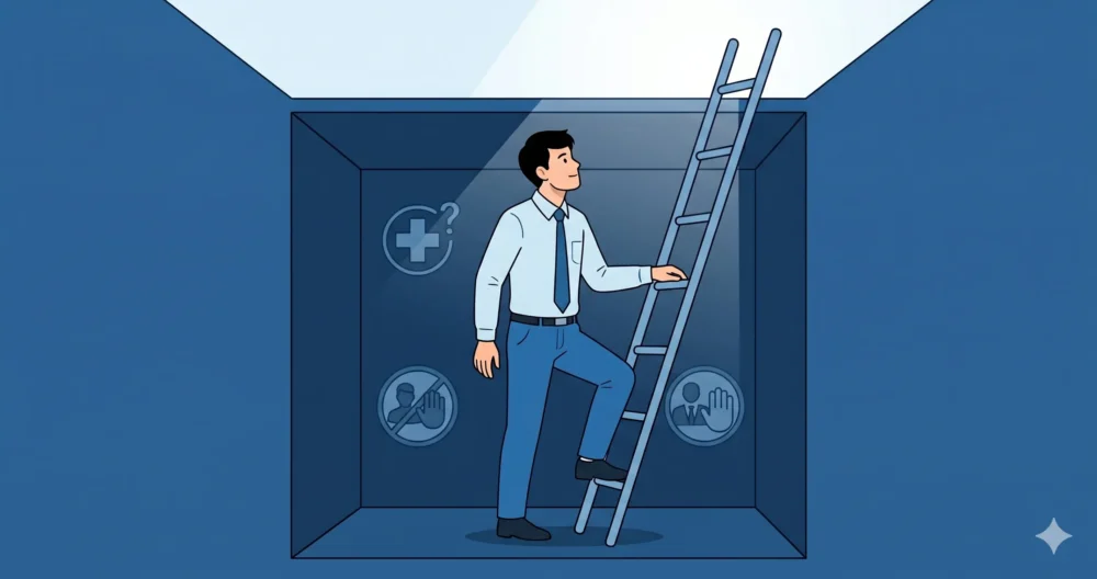 心身の不調やハラスメントなど、転職・退職の決断が正解となる危険信号を説明する図解イラスト