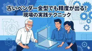 古いベンダー金型でも精度が出る！現場の実践テクニック（板金加工・機械設計エンジニア向け解説記事アイキャッチ）
