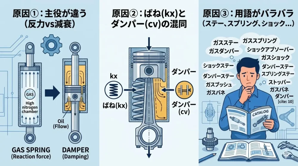 ガスとオイルの役割分担を解説する図解