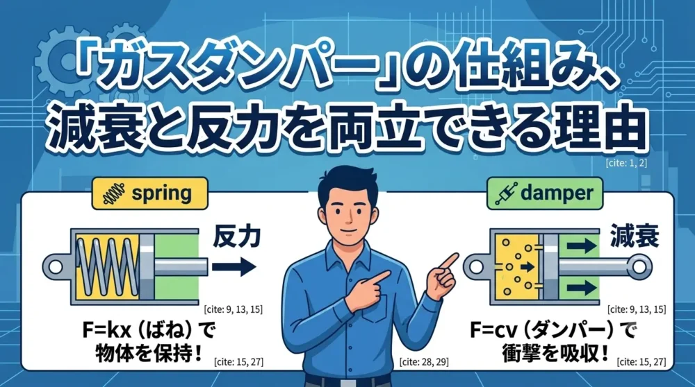 「ガスダンパー」の仕組み：減衰と反力の両立を解説するアイキャッチ