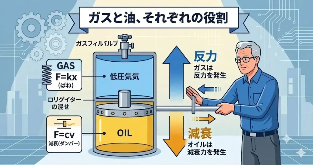 ガスとオイルの役割分担を解説する図解