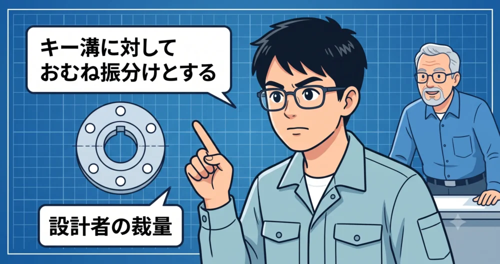 JIS規格の「おおむね」という表現の意図を考え、正解のない設計判断に向き合う若手設計者のイラスト