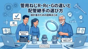 管用ねじR・Rc・Gの違いと配管継手の選び方の図解