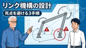 リンク機構の設計で死点を避ける図解を解説する技術者