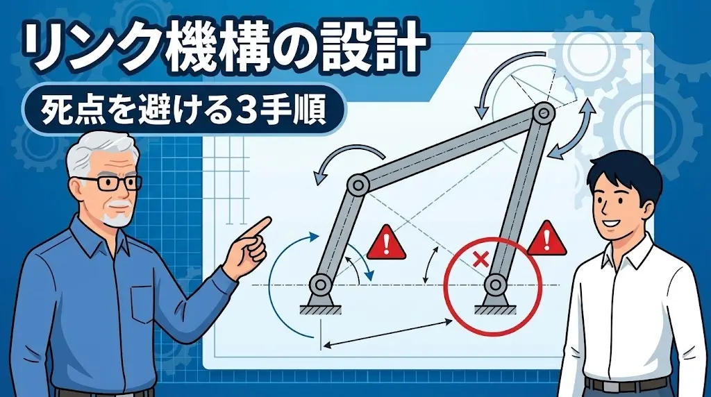 リンク機構の設計で死点を避ける図解を解説する技術者