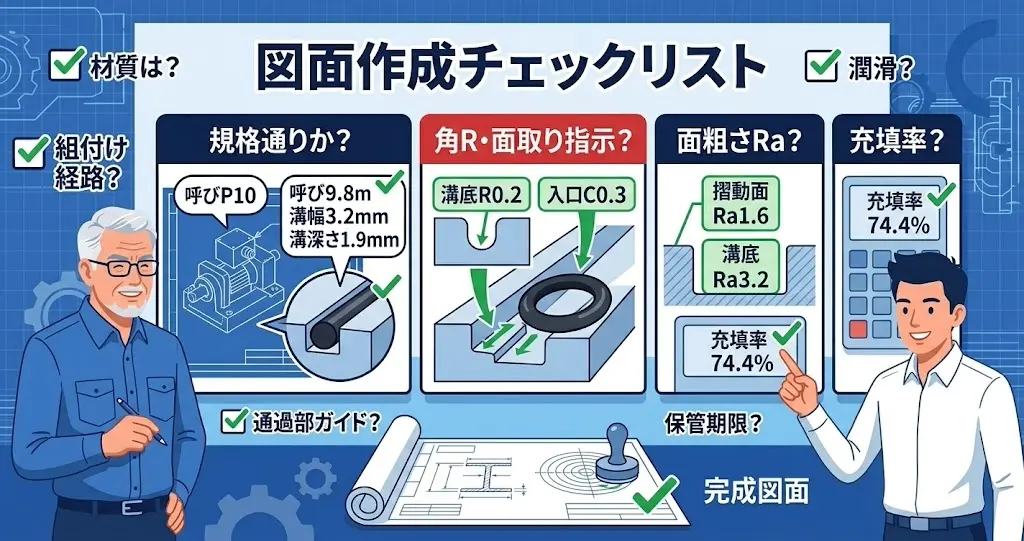 図面を出す前に確認する項目を並べたチェックリスト