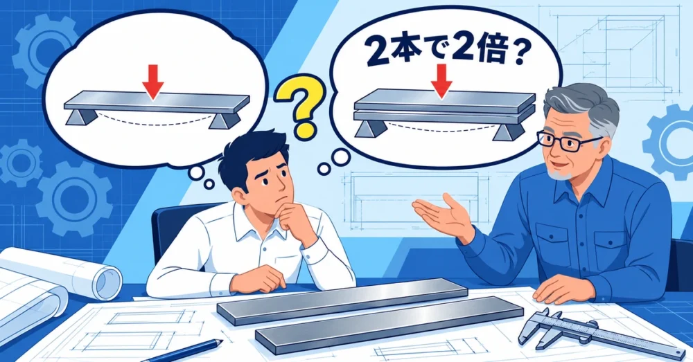 重ね梁の強度を2本なら2倍と考える若手設計者