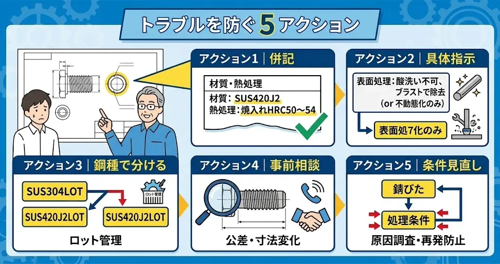 設計者が酸洗いのトラブルを防ぐために実践すべき5つの具体アクション