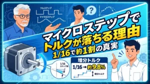 マイクロステップの増分トルクをモーター図で解説する技術者