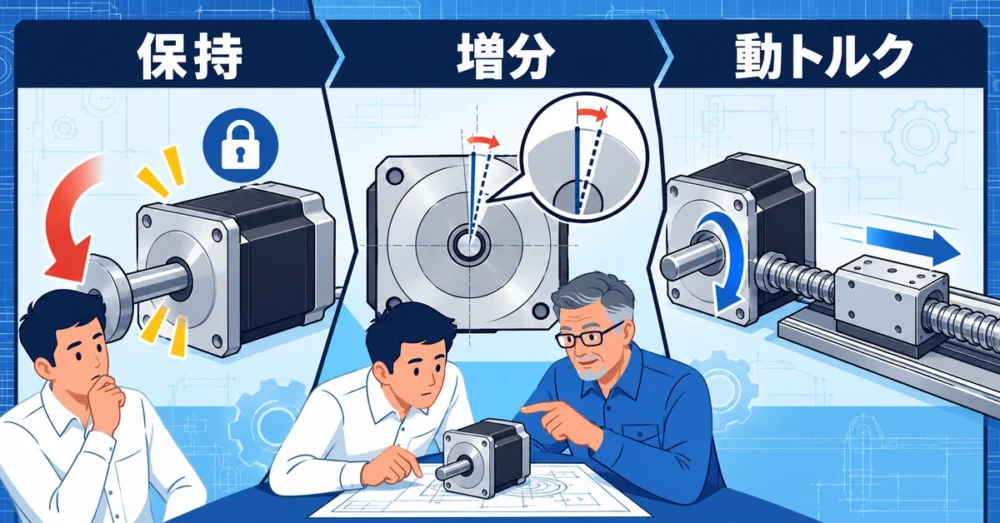 停止中と一歩の動きと連続回転で異なる3つの力