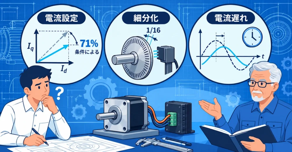 電流設定と分割数と高速時の電流遅れによるトルク低下