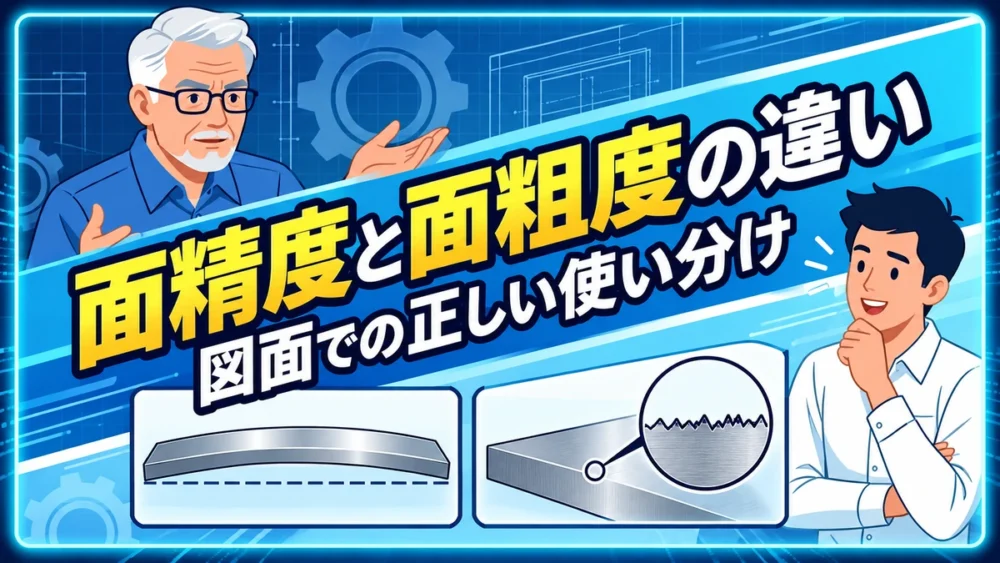面精度と面粗度を板の反りと細かな凹凸で比べる設計者