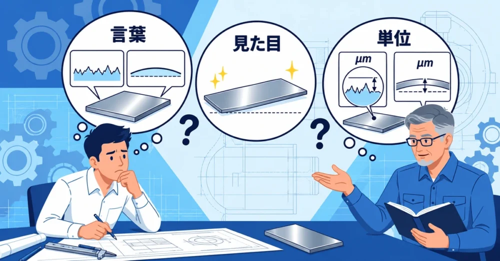 曖昧な言葉と研磨の見た目、単位の混同を説明する技術者