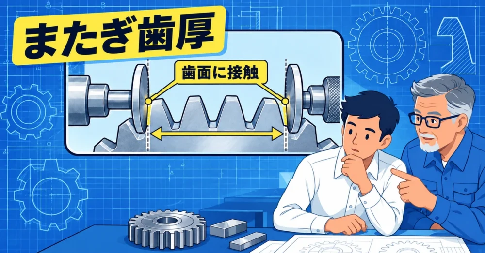 円盤で複数の歯をまたぐ歯厚マイクロメータ