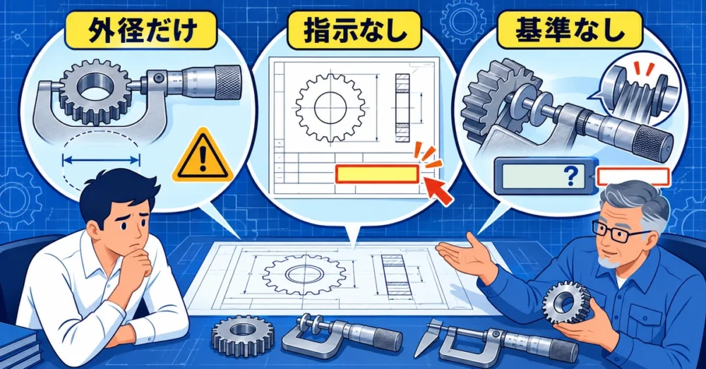 外径だけの検査と図面の指示漏れと基準不足